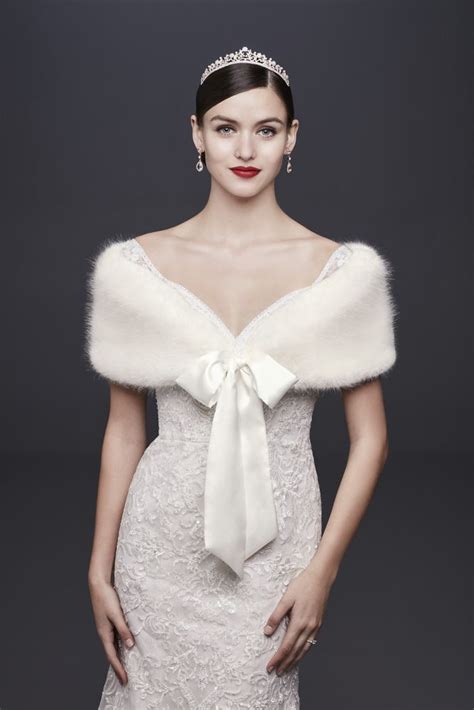 Faux Fur Wrap With Satin Ribbon Tie Davids Bridal In 2022 Winter