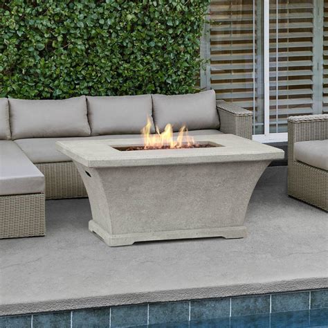 Propane powered fire pits have the convenience of being placed where plumbing gas lines is not reasonable. Real Flame Monaco 55 in. Fiber-Concret Rectangle Chat ...