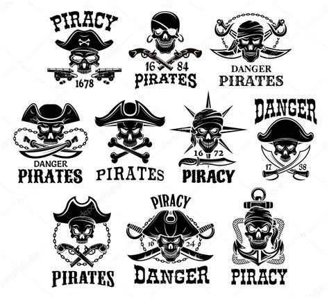 Conjunto De Iconos Vectoriales Pirata O Jolly Roger 2023