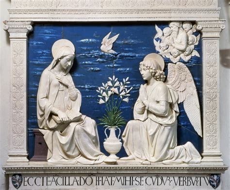 Della Robbia Annunciation Nglazed Ceramic Relief At The Sanctuary Of La Verna Italy By