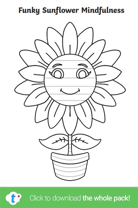 Fun Mindfulness Colouring Pages - Funky Sunflower in 2021 | Mindfulness