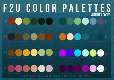 F2u Color Palettes With Hex Codes By Gruesomehound On Deviantart