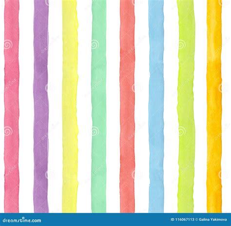 Watercolor Hand Painted Rainbow Stripes Seamless Pattern Stock
