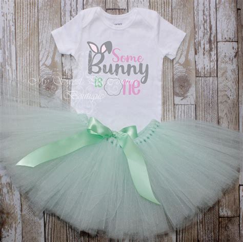 Some Bunny Is One Birthday Bunny First Birthday Outfit Easter Birthday
