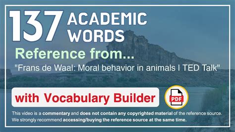 137 Academic Words Ref From Frans De Waal Moral Behavior In Animals