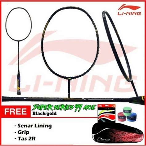 Jual Raket Badminton Lining Super Series Ss Ace Original Full Set Black Gold Di Seller