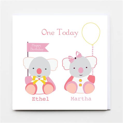 Happy Birthday Personalised Twins Boy And Girl Cards By Buttongirl