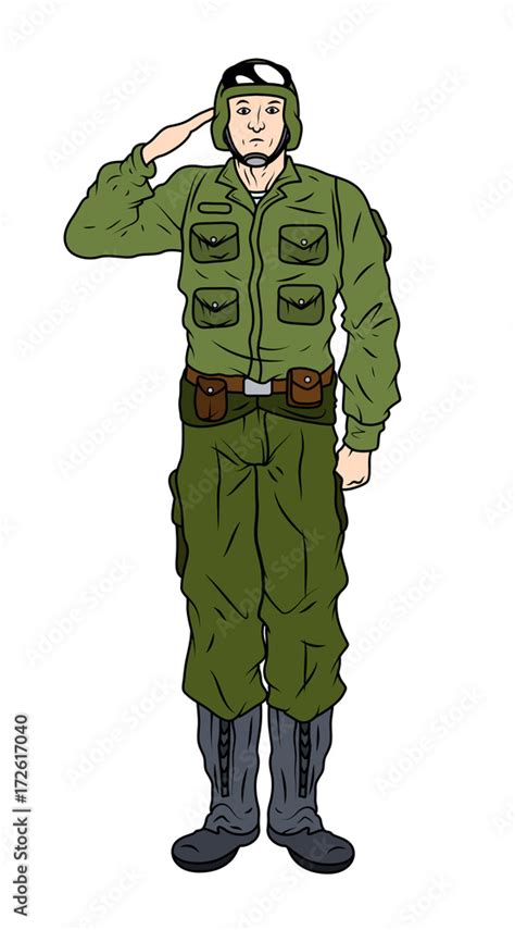 Cartoon Soldier Saluting Clip Art Vector Illustration Stock