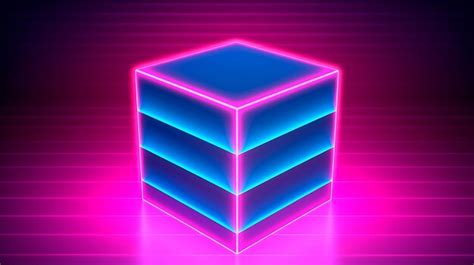 Абстрактный розово синий неоновый фон с кубической геометрической