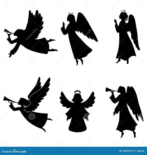 Christmas Angel Silhouette Set Stock Vector Illustration Of Holiday