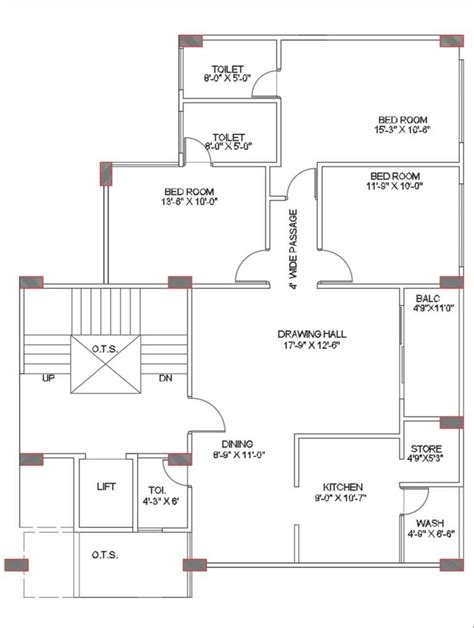 Bhk Residence Apartment Design Architecture Plan Autocad Drawing Download Cadbull
