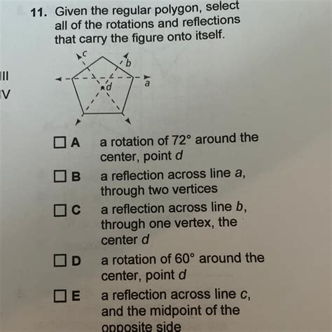 Given The Regular Polygon Select All Of The Rotations And Reflections That Carry The Figure