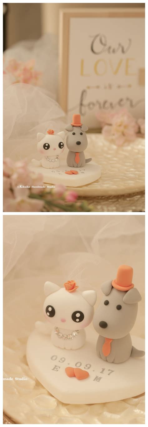 Who says cake toppers have to go on top? cat and dog Wedding Cake Topper,kitty wedding cake topper ...