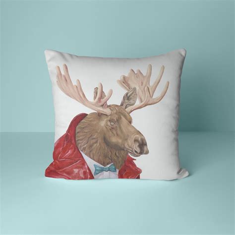 Moose Throw Pillow Animal Print Pillow Moose Decor Etsy