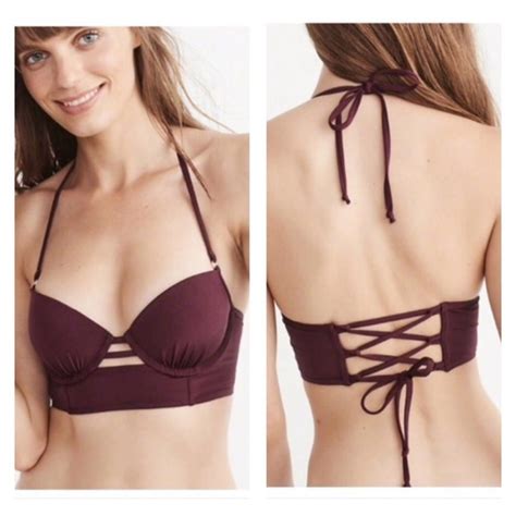 abercrombie and fitch swim nwt abercrombie fitch perfect push up burgundy lace up xs 34a swim