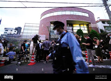 media crews gather in front of the embassy of poland in tokyo japan after belarusian olympic