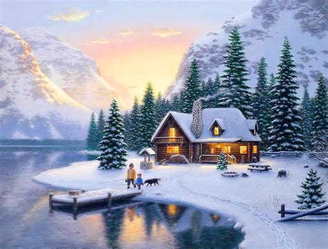Winter Mountain Cabin Backgrounds Mountain Cottage