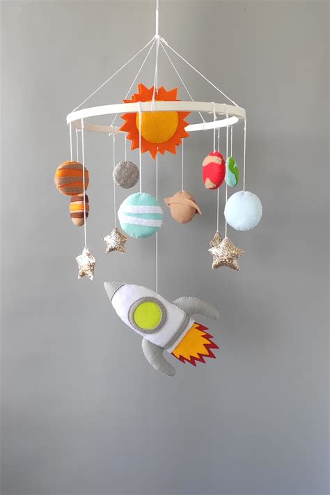 Solar System Baby Space Mobile Planet Nursery Mobile Outer Space Mobile Rocket Mobile Crib
