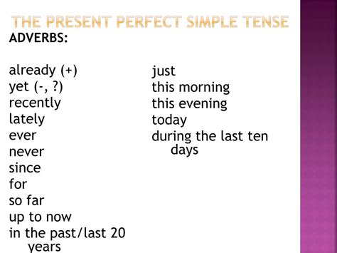 PPT - Past simple tense vs. present perfect simple tense Vs. Present Simple Tense PowerPoint ...