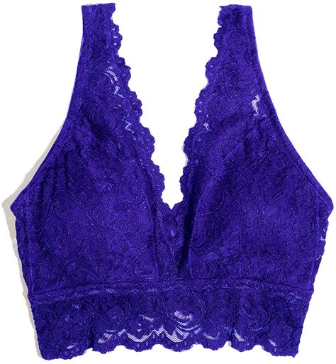 Smart And Sexy Womens Signature Lace Deep V Bralette Indigo Size Small
