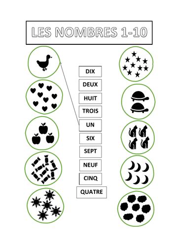 French Numbers 1 20 Matching Activity Teaching Resources