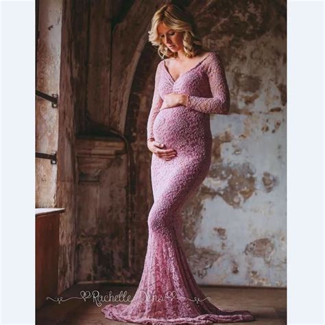 Maternity Photography Props Pregnancy Clothes Maxi Maternity Photography Dress Lace Fancy Sexy
