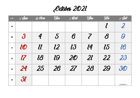 Editable October 2021 Calendar Template M21candle3