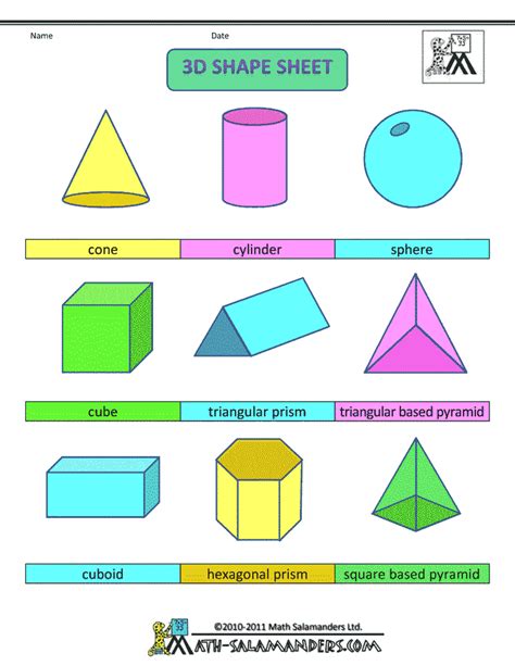 3d Math Shapes Worksheets Printable Shapes 3d Shapes Worksheets