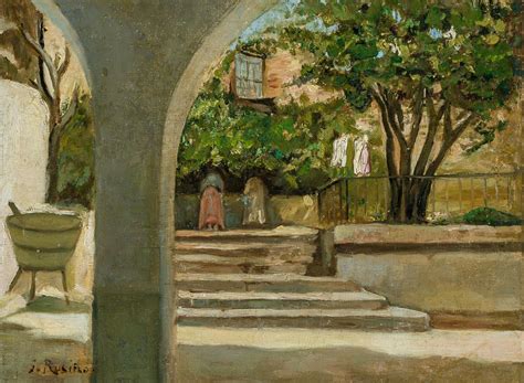 Lot Santiago Rusinol Spanish 1861 1931 In A Sunlit Courtyard Oil