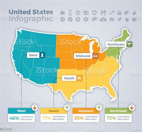 United States Infographic Map Stock Illustration Download Image Now