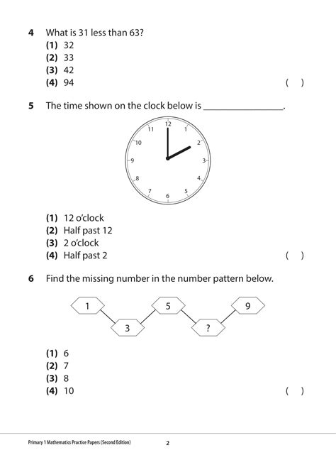 Primary 1 Mathematics Practice Papers Second Edition Cpd Singapore