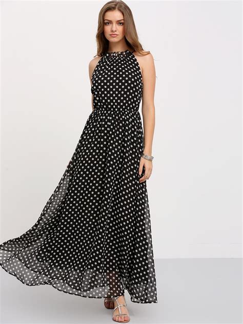 black sleeveless polka dot maxi dress makemechic polka dot maxi dresses dresses maxi