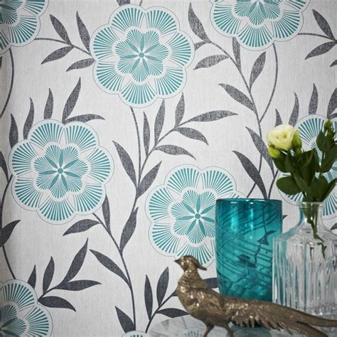 Flora Teal Modern Wallpaper By Graham And Brown