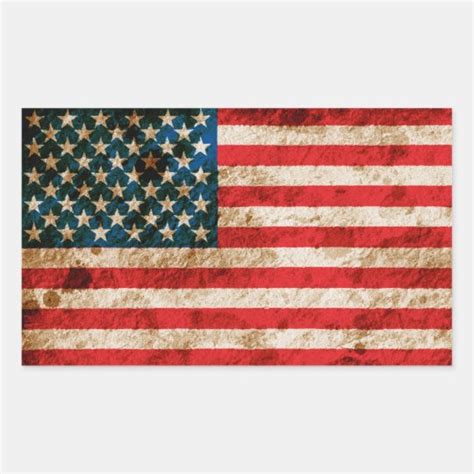 Rugged American Flag Rectangular Sticker
