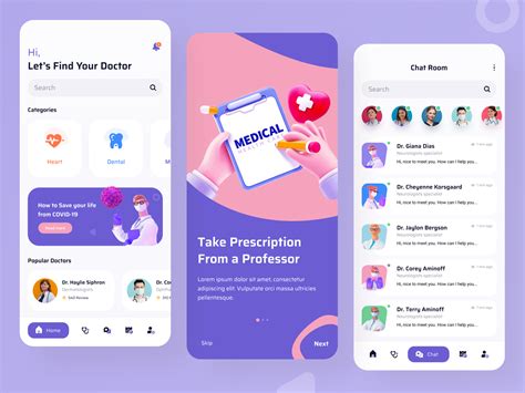 Home & Chat Screen- Doctor Appointment App by Shafiqul Islam 🌱 on Dribbble