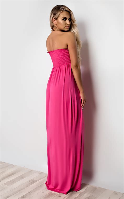 Sabrina Ruched Maxi Dress In Fuschia Ikrush