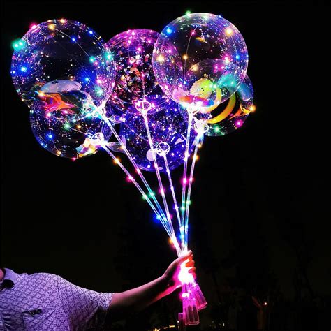 Led Balloons With Stick Luminous Glow Latex Bobo Balloon Kids Toy