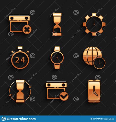 Set Wrist Watch Calendar With Check Mark Alarm Clock App Mobile