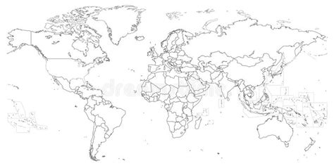 Vector Outline Of Political World Map Stock Vector Illustration Of
