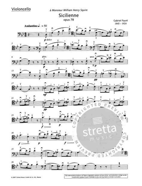 Sicilienne Op 78 From Gabriel Fauré Buy Now In The Stretta Sheet