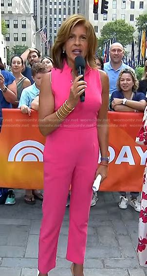 wornontv hoda s pink zip front jumpsuit on today hoda kotb clothes and wardrobe from tv