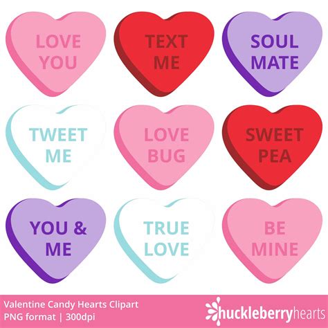 Valentine Candy Hearts Clipart Huckleberry Hearts