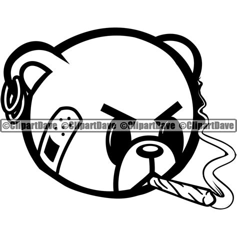 Gangster Teddy Bear Bandage Blood Smoking Cigar Bandage Svg Etsy