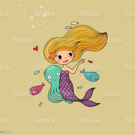 Princess Mermaid Siren Sea Theme Stock Illustration Download Image