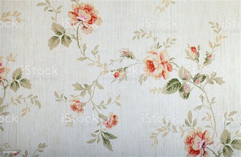 Vintage Victorian Wallpaper With Floral Pattern Stock