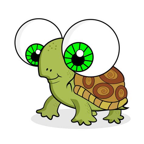 Cute Baby Turtle Cartoon With Big Eyes