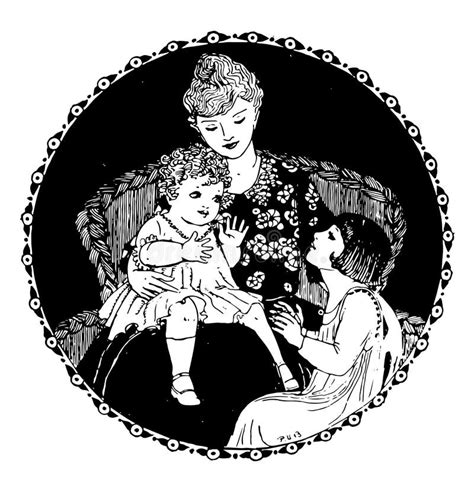 Mother And Daughters Vintage Illustration Stock Vector Illustration Of White Cuteness 163213664