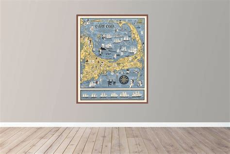 Old Map Of Cape Cod Vintage Map Poster Vintage Pictorial Etsy