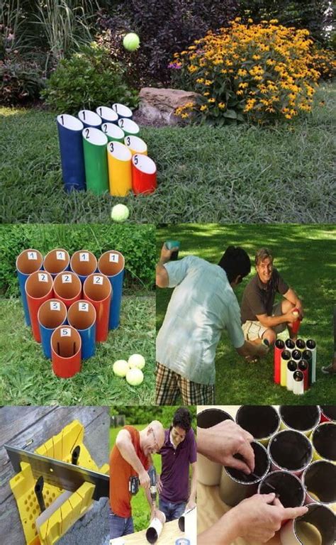 √ se puede jugar en un patio amplio. 10 ideas con tuberías de PVC. Juguetes creativos para los más peques. | Juegos para jardin ...