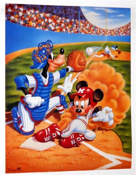 Mickey Mouse And Friends Baseball Poster Disney Donald Duck Goofy